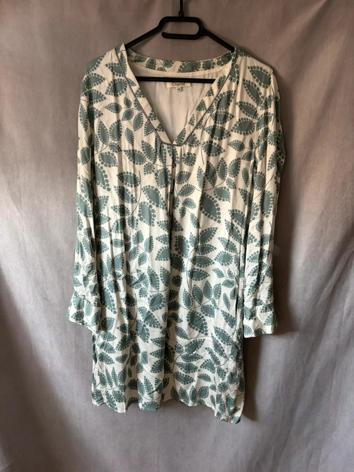 Robe écru et verte taille 42 Charlise
